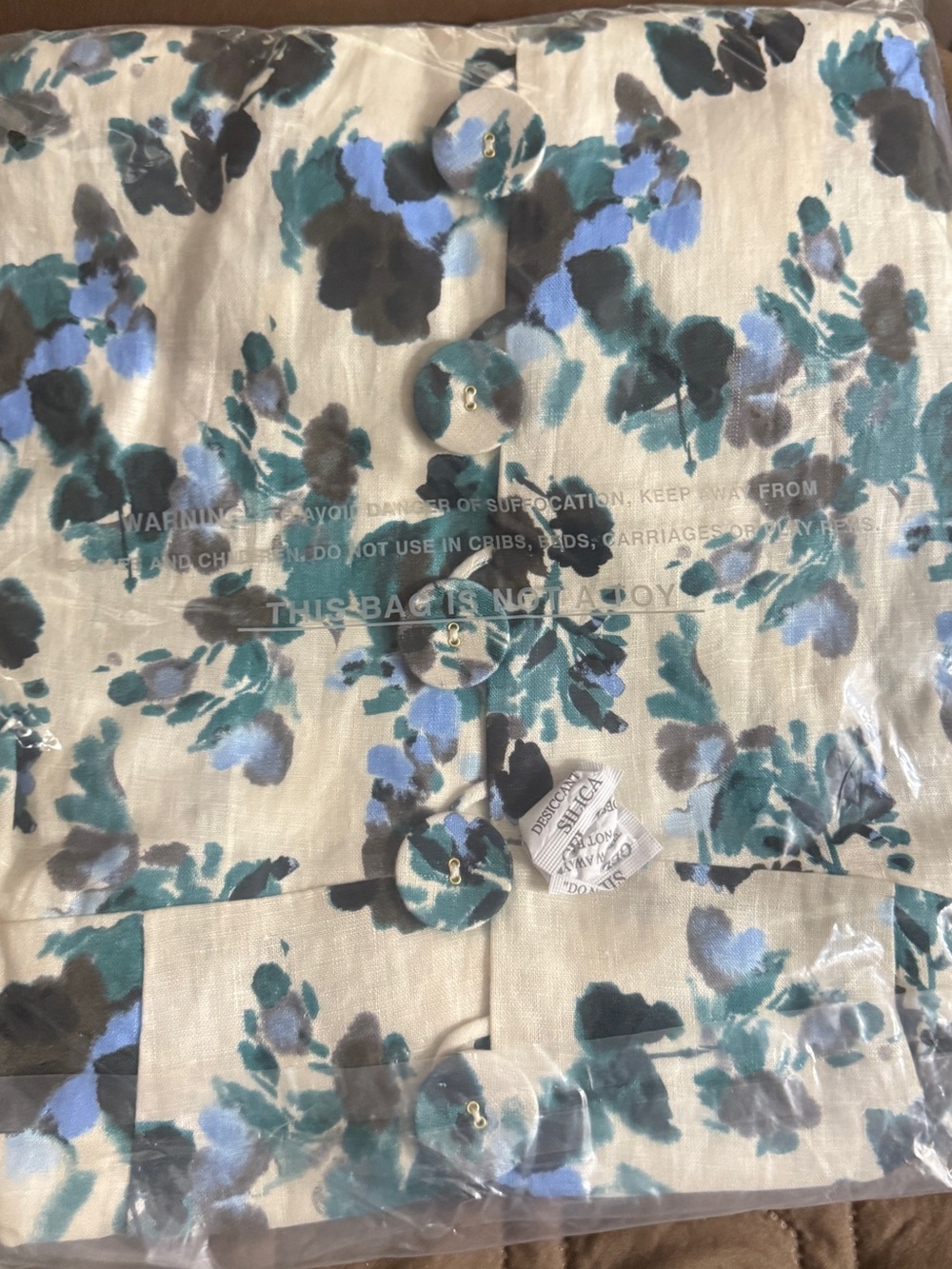 Small Tuckernuck Blue Blooms Linen Midi Dress - Picture 10 of 10